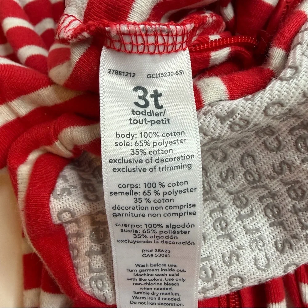 Carter's Red and White Striped Footie with Dog Appliqué
